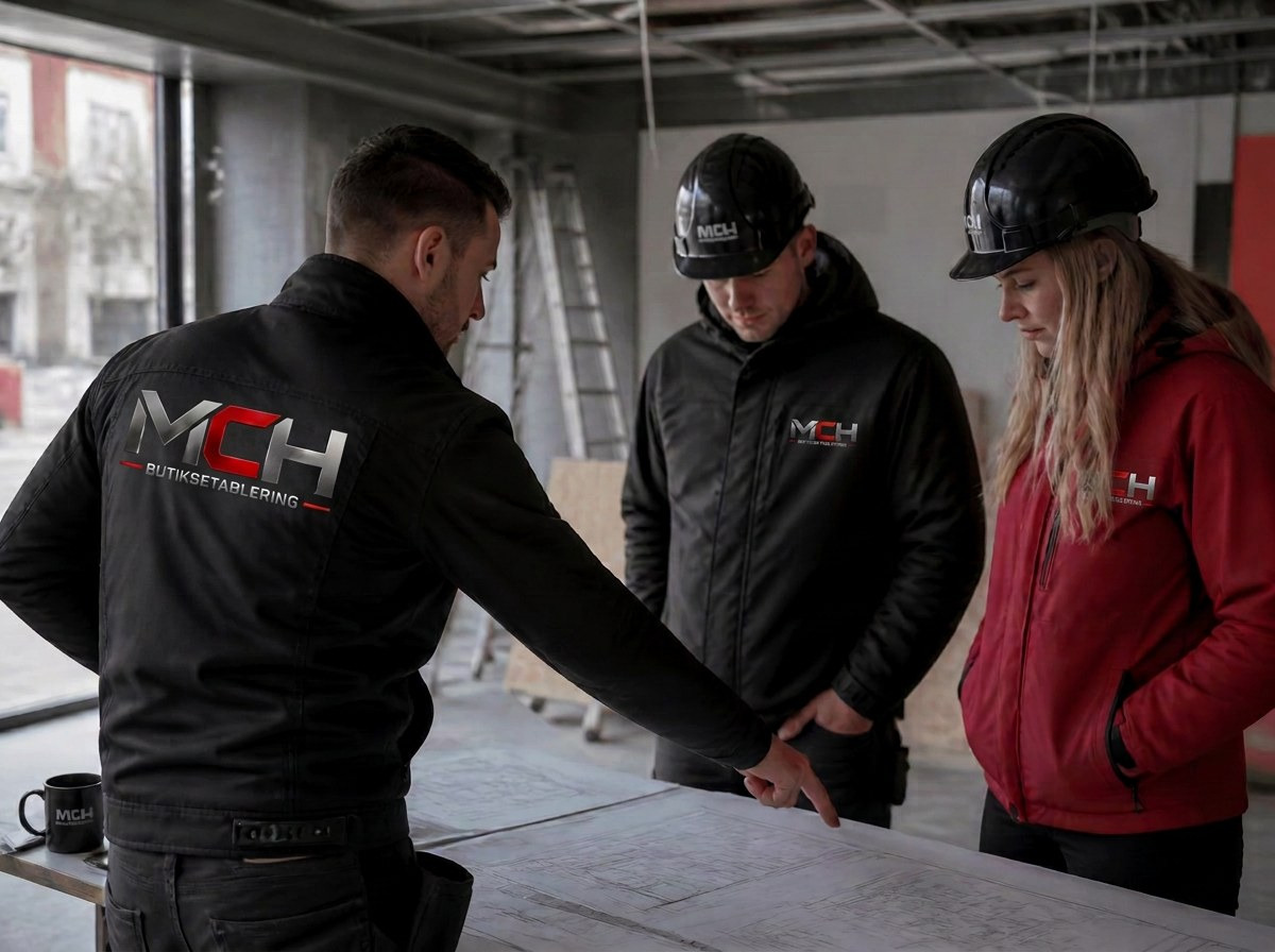 Projektledning och samordning – byggmöte med ritningar på arbetsplatsen